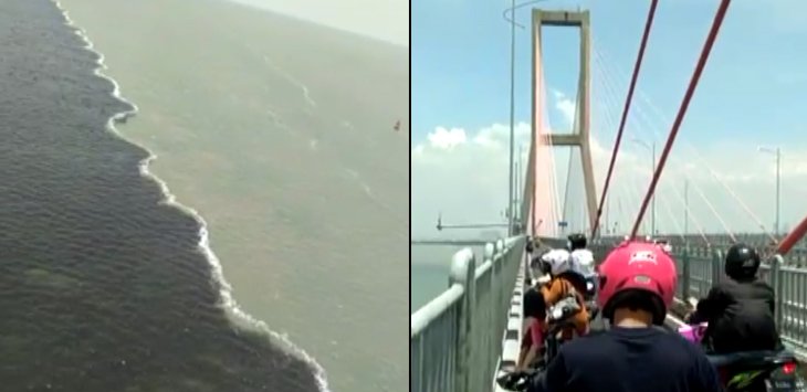 Muncul Fenomena Air Laut Terpisah di Bawah Jembatan Suramadu. Mungkin Ini Penjelasan Ilmiahnya