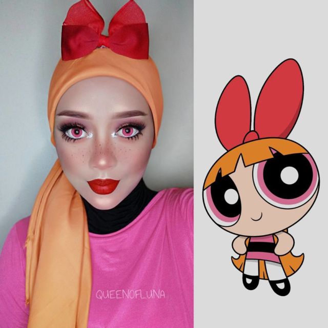 10 Potret Hijab Cosplay Animasi ala @queenofluna yang Kecenya Kebangetan. Kok Bisa Mirip Gitu Sih?