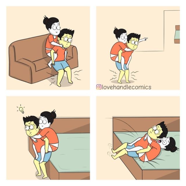 9 Ilustrasi Komik Gemas ala Pasangan Baru Menikah. Lucu-lucu Romantis Gimana Gitu~