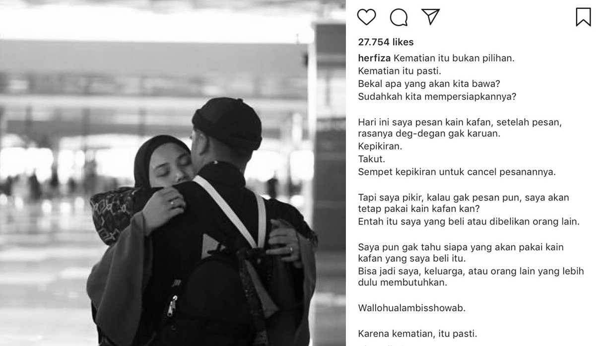 Pesan Kain Kafan untuk Dirinya dan Ricky Harun, Postingan Herfiza Soal Kematian Bikin Terenyuh