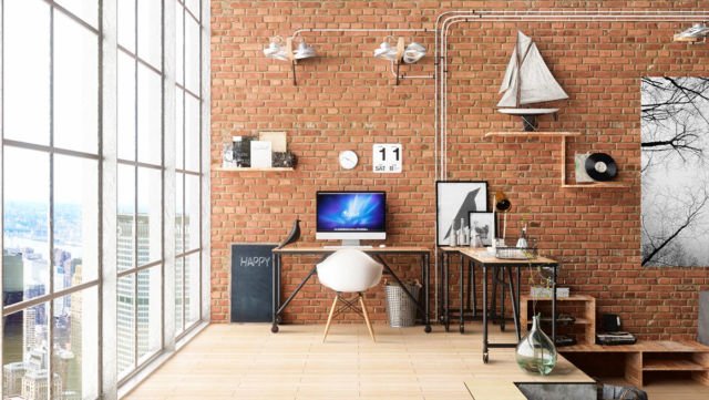 Home Office dengan Sentuhan Industrial