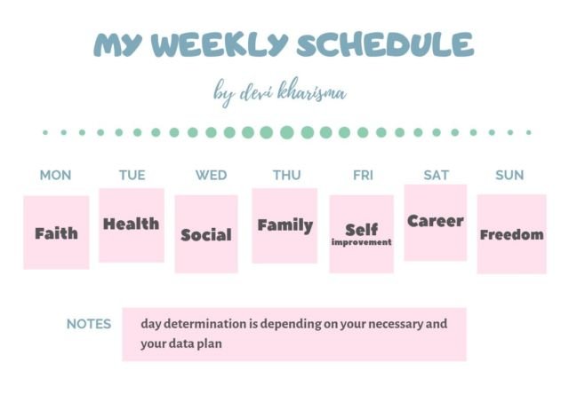 Weekly schedule by writer