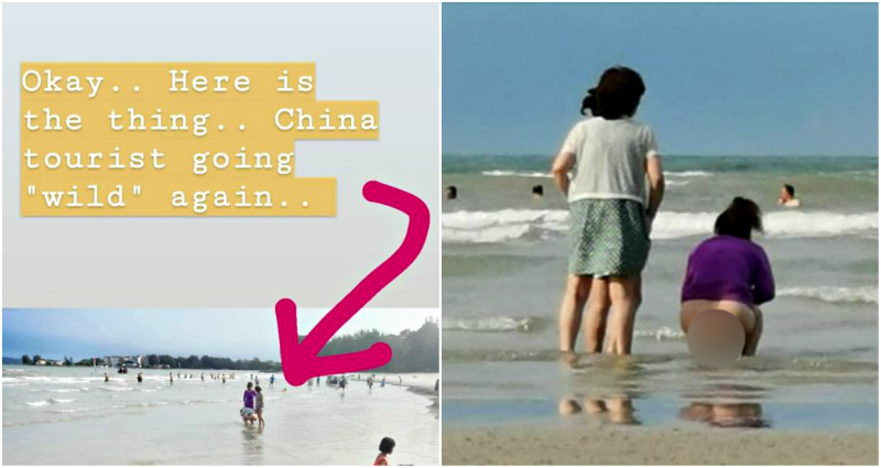 Turis China Terekam Kamera Sedang Buang Air Besar di Pantai. Ih Kok Jorok Banget Sih?