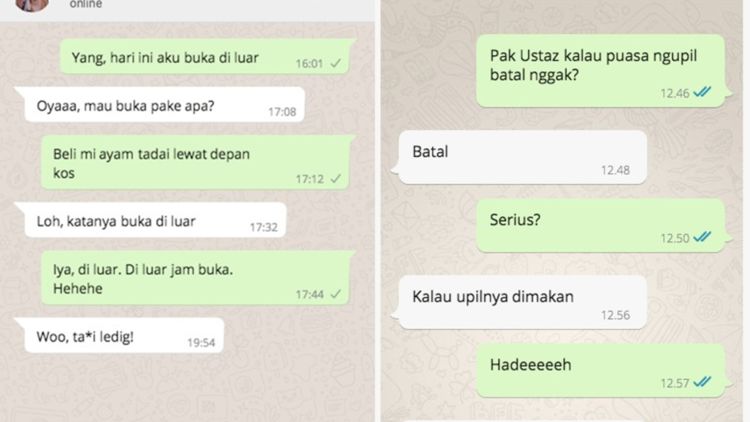 Beredar 9 Percakapan Kocak Tentang Batal Puasa yang Bikin Geleng Kepala. Gemes Sendiri Bacanya!