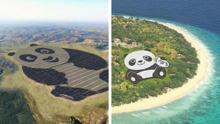 Pembangkit Listrik Tenaga Surya di China Berbentuk Gambar Panda. Lucu dan Bikin Gemes Sih