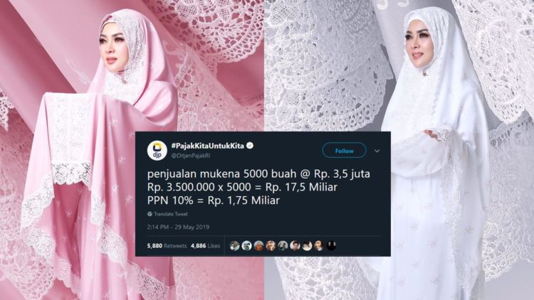 Mukena Laris Manis, Syahrini Diingatkan Akun @DitjenPajakRI untuk Bayar Pajak 1,75 Miliar Rupiah. Mantap!