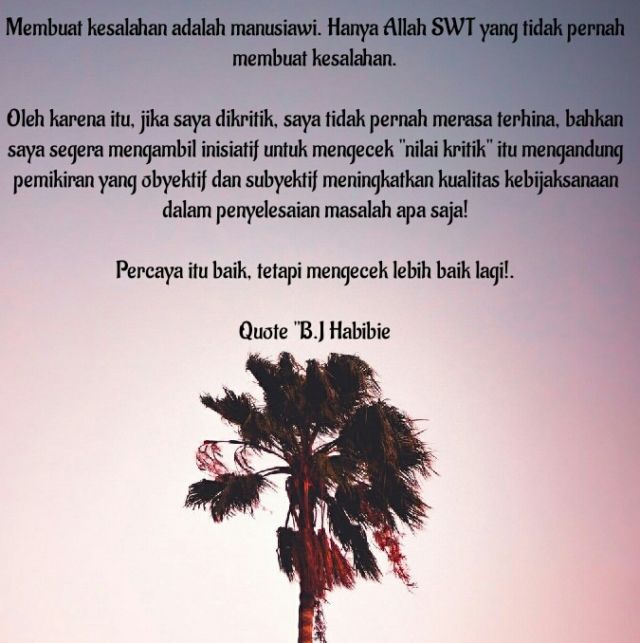 Quote inspiratif Habibie dari buku Tak Boleh Lelah dan Kalah; Fachmy Casofa.