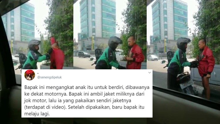 Driver Ojol ini Berikan Jaket pada Orang Tanpa Busana di Jalanan. Bukti Masih Ada Orang Baik