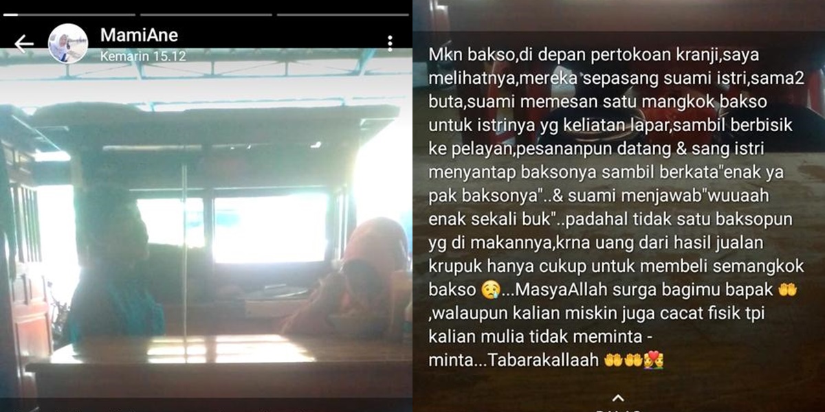 Viral Kisah Suami Belikan Bakso untuk Istrinya yang Sama-sama Tunanetra ini Bikin Mbrebes Mili!