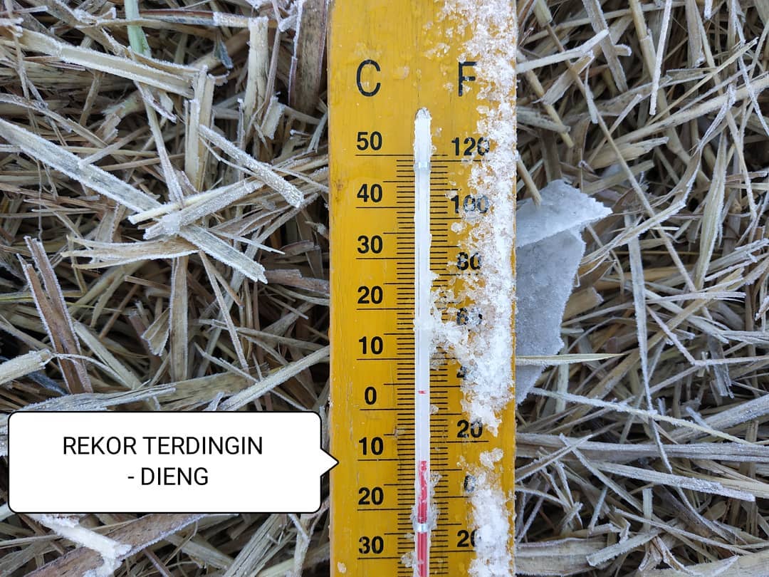 Dieng Menyentuh Rekor Terdingin, Suhu Pagi Ini -10,5 Derajat Celcius. Serasa Musim Dingin di Eropa!