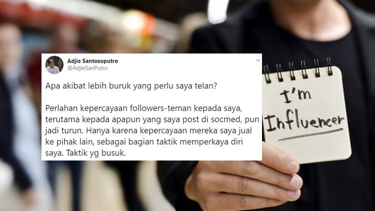 Menolak Jadi Influencer, Adji Santosoputro Bilang Kepercayaan Follower Lebih Mahal dari Endorse. Keren!