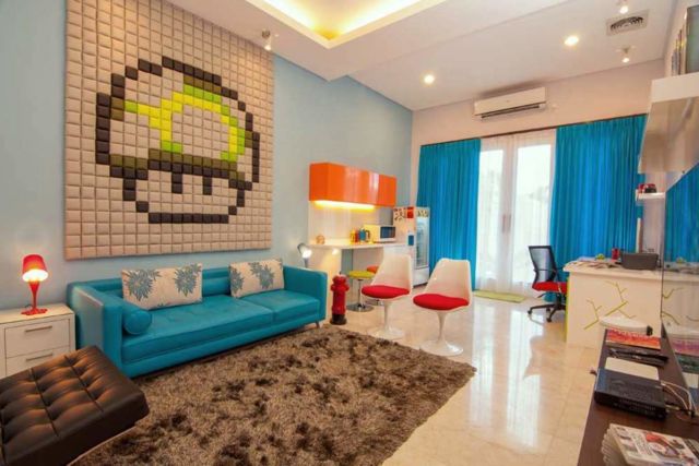 Desain interior warna biru Kemang Residence di Jakarta karya Vindo Design 