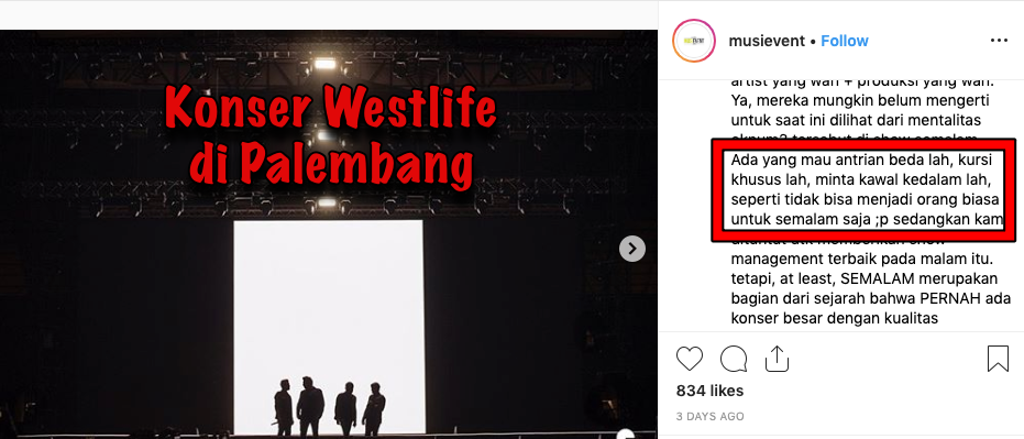 Ada Oknum Pejabat Minta Jatah 500 Kursi VIP Gratis di Konser Westlife. Lah, kok Gila Hormat Banget?