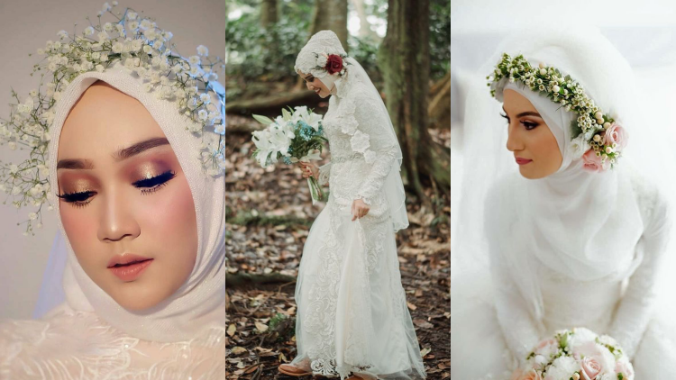 12 Ide Wedding Hijab Do dengan Mahkota Bunga