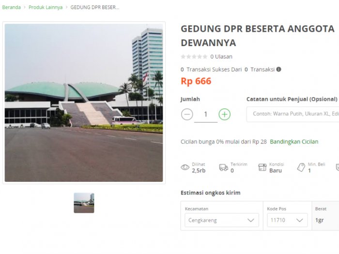 Selain Gedung DPR, ini 12 Hal Nyeleneh yang Dijual Orang Via Online. Kaum Selow Emang Ada-Ada Aja~