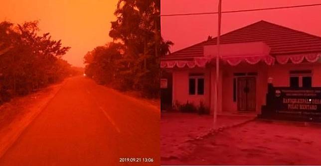 Langit di Muaro Jambi Berubah Jadi Merah Darah Gara-gara Asap Kebakaran Hutan. Ngeri Banget Sih Ini!