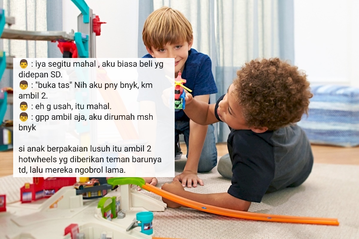 Baru Kenal, Bocah ini Beri Mainan pada Temannya Karena Nggak Mampu. Perbedaan itu Fana bagi Anak-Anak