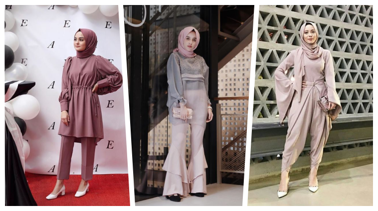 10 Cantiknya Setelan Formal Berbahan Satin Buat yang Berhijab. Jahit Sendiri, Kuy!