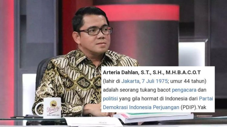 Akibat Tak Sopan di Mata Najwa, Profil Arteria Dahlan di Wikipedia Diubah Jadi ‘Arteria Bacot’