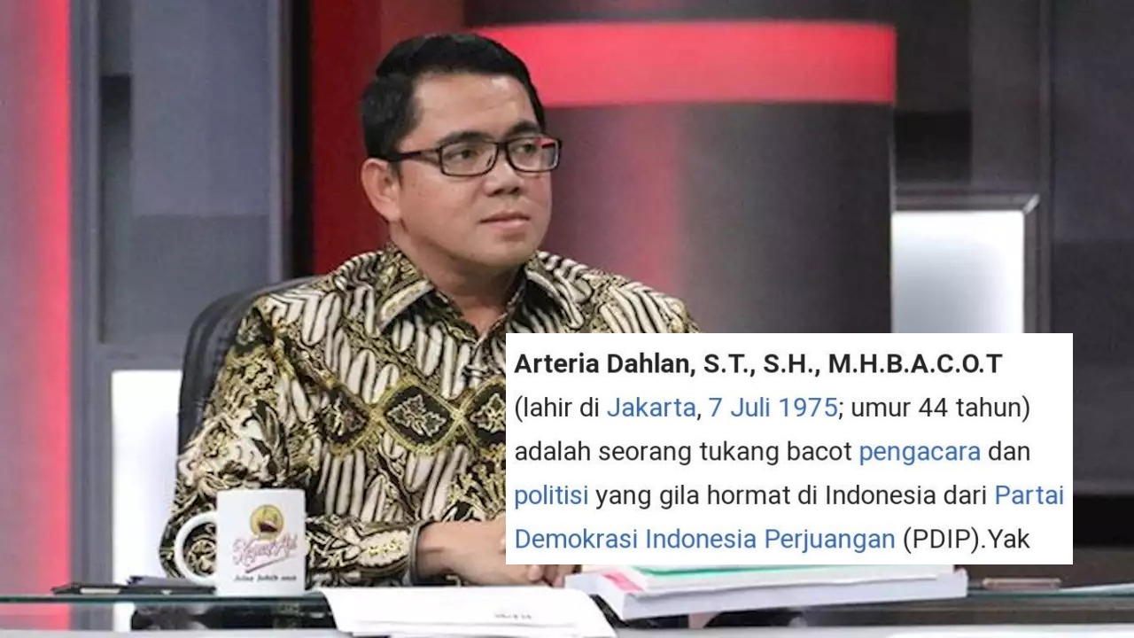 Akibat Tak Sopan di Mata Najwa, Profil Arteria Dahlan di Wikipedia Diubah Jadi ‘Arteria Bacot’