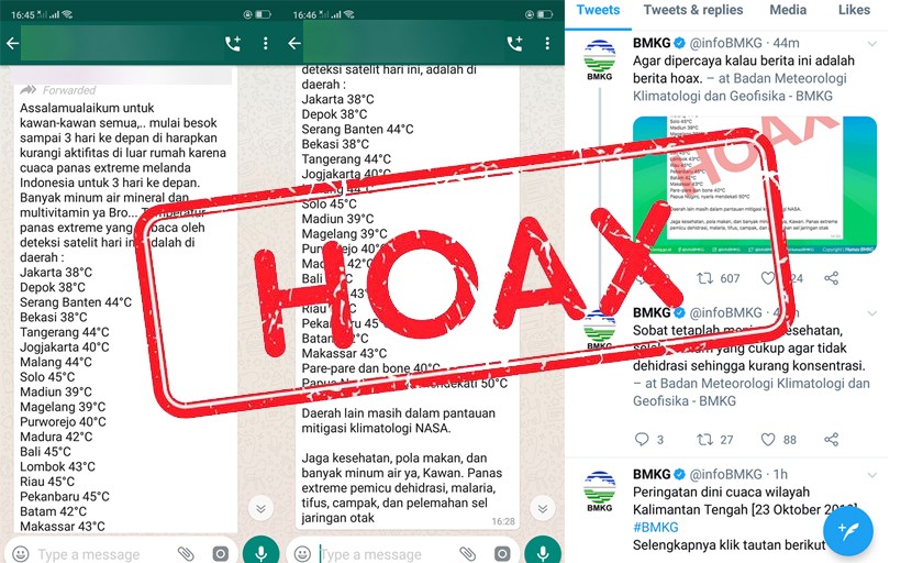 Hati-hati, Info Suhu Cuaca di Kota-Kota Besar yang Tersebar di WA Ternyata Hoaks. Ini Kata BMKG