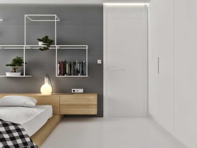 Rak dinding minimalis di Studio Apartment oleh JR Design