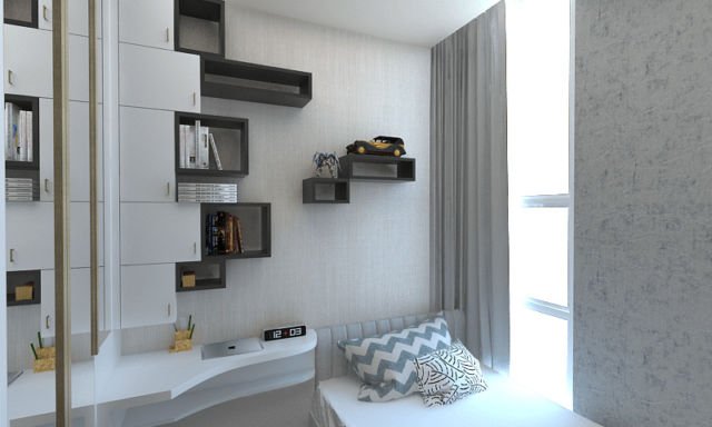 Storage kamar kos dari box di Mrs S Residence oleh Graharupa Studio