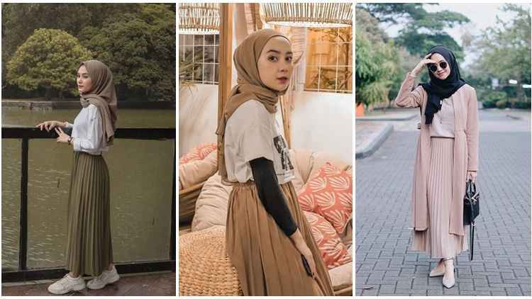 8 Potret OOTD Rok Plisket Buat Hijaber agar Tampil Manis