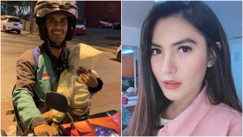 Posting Driver Ojol yang Kerja Sambil Bawa Anak, Unggahan Angela Lee Banjir Pujian dan Rasa Haru