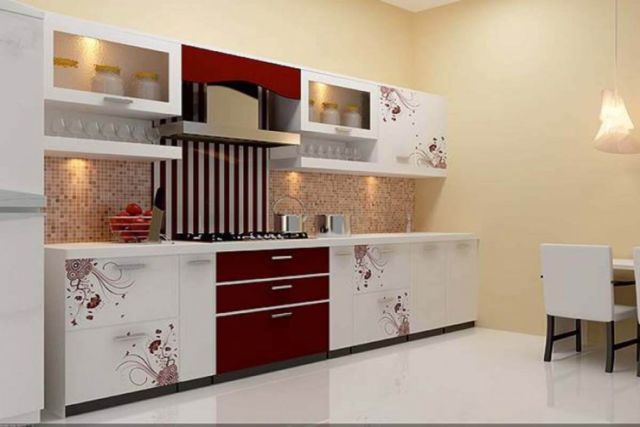 Lemari Dapur dengan Motif Bunga