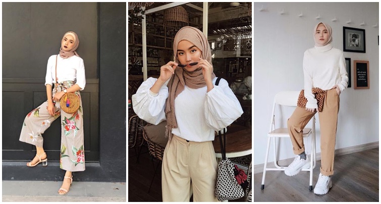 9 Hijabers Ini Enjoy Banget Pakai Atasan Putih Buat Keseharian. Paduannya Lucu-Lucu!