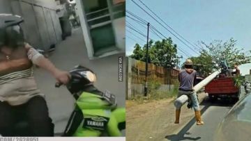 10 Foto ini Bukti Orang Indonesia Nekat-Nekat Kalau Berkendara. Tetap Santuy Meski dalam Bahaya~