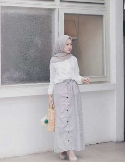 style baju putih hijab