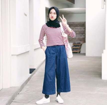 ootd kulot jeans hijab remaja