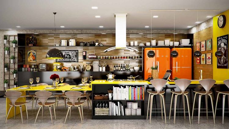 Inspirasi Desain Dapur Ceria dengan Aksen Warna Kuning