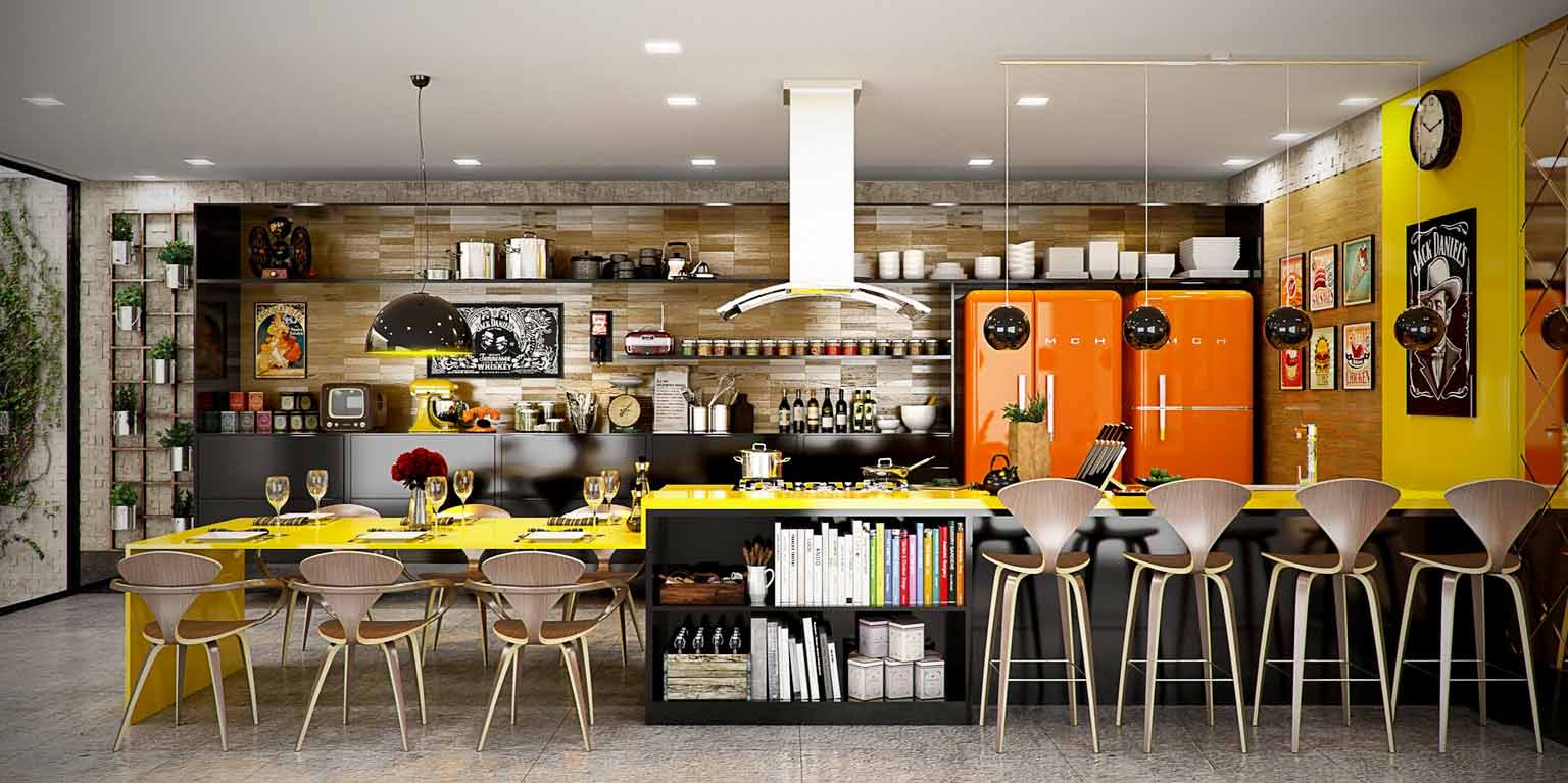 Inspirasi Desain Dapur Ceria dengan Aksen Warna Kuning