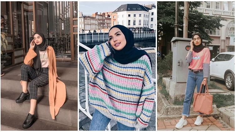 7 Hijabers Ini Memadukan Hijab Hitam dan Atasan Berwarna Cerah, Elegan dan Unik Banget!