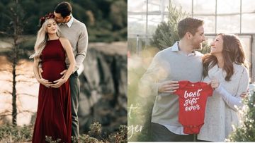 11 Ide Maternity Photo Tema Natal. Identik Warna Merah, Putih, dan Musim Dingin yang Kental