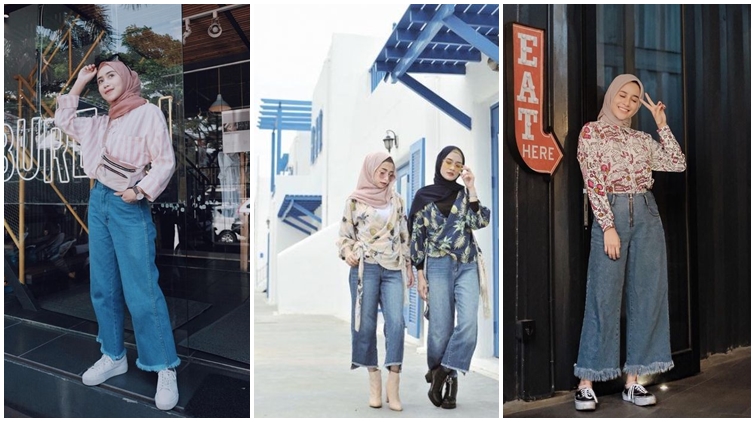 9 OOTD Kulot Jeans Hijab Remaja yang Keren & Santun!