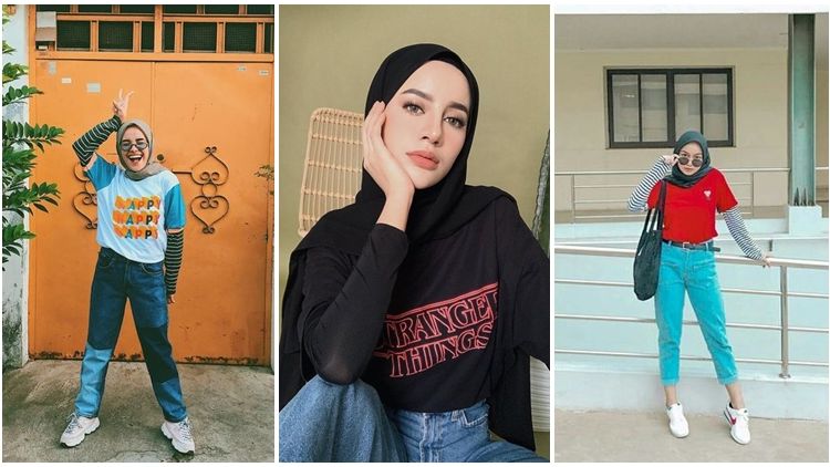 9 Hijabers Ini Percaya Diri Pakai Kaus dan Manset. Nggak Heran, Nyaman Sih!