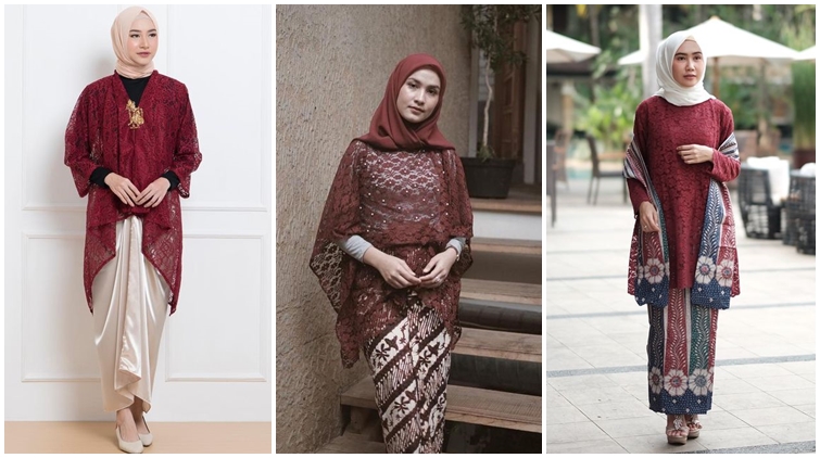 Inspirasi 10 Kebaya Maroon Hijab yang Terbaru