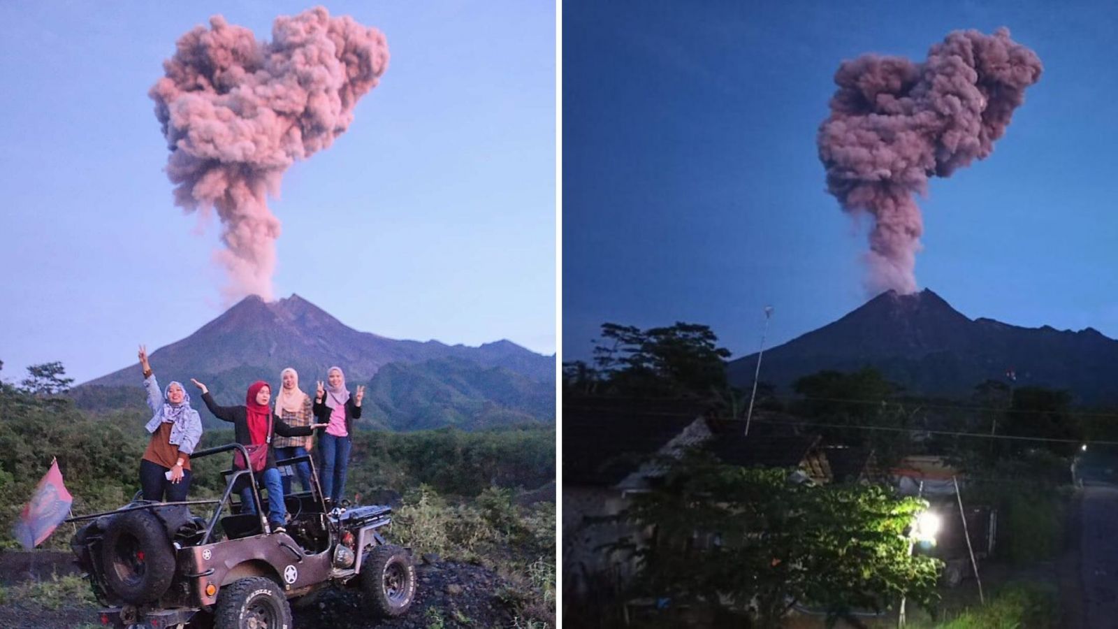 Gregetnya Liburan dan Berfoto dengan Latar Belakang Erupsi Merapi. Berani Banget ya!