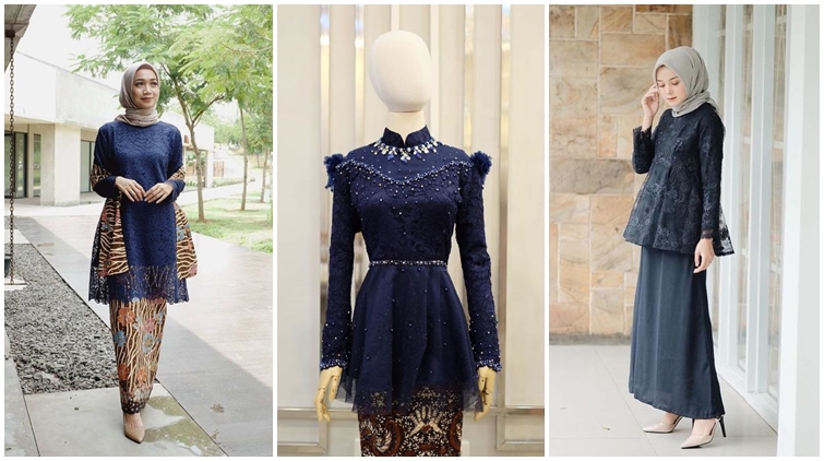 Kalem dan Elegan, 9 Desain Kebaya Biru Tua Ini Cocok Buatmu yang Malas Ribet!