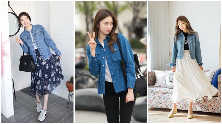 8 Trik Cewek Korea Saat Memadukan Jaket Jeans dengan Aneka Bawahan. Cantik dan Gampang!