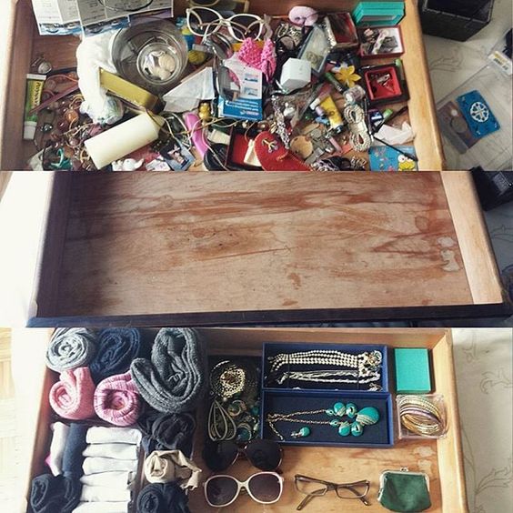 Merapikan drawer aksesoris dengan teknik konmari