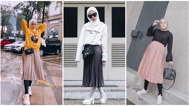 8 Cara Tampil Ceria dan Awet Muda dengan Rok Plisket Selutut. OOTD Andalan!