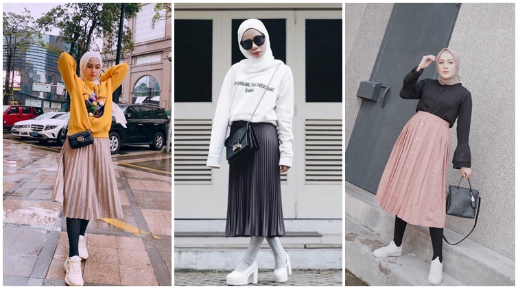 8 Cara Tampil Ceria dan Awet Muda dengan Rok Plisket Selutut. OOTD Andalan!