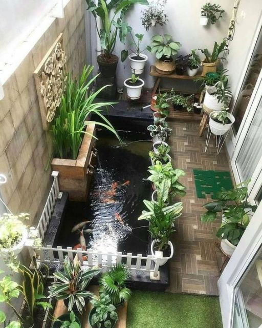 desain taman minimalis di teras rumah sempit