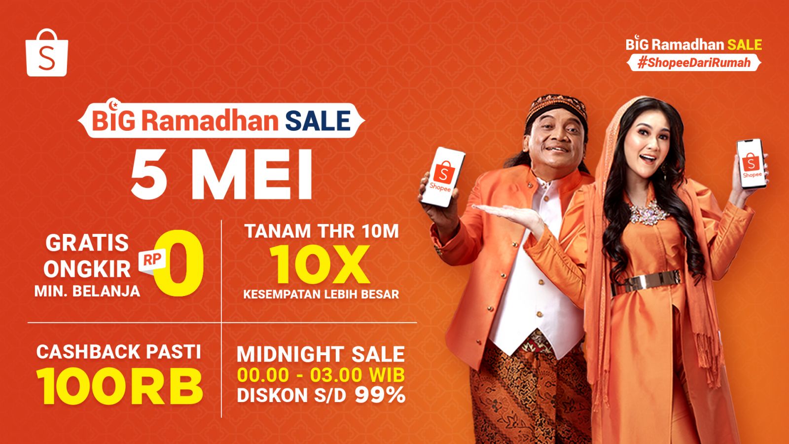 Hanya Tanggal 5 Mei, Serbu Promo Terheboh dalam Puncak Promo Shopee Big Ramadhan Sale. Lebih Besar dari Sebelumnya!