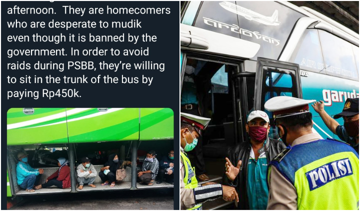 Bus AKAP Nekat Sembunyikan Penumpang di Bagasi Agar Tak Kena Razia Mudik. Duh, Kok Miris, ya :(